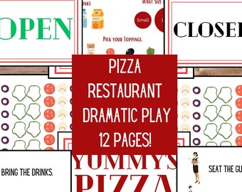 Pizza Restaurant Dramatic Play Digital Download, Preschool Pretend Play Instant Download, Homeschool Real World Center Play
