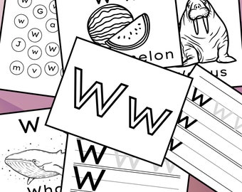 Alphabet Worksheets, Preschool Worksheets, Homeschool Worksheet, Letter W Worksheet, Early Literacy Worksheet
