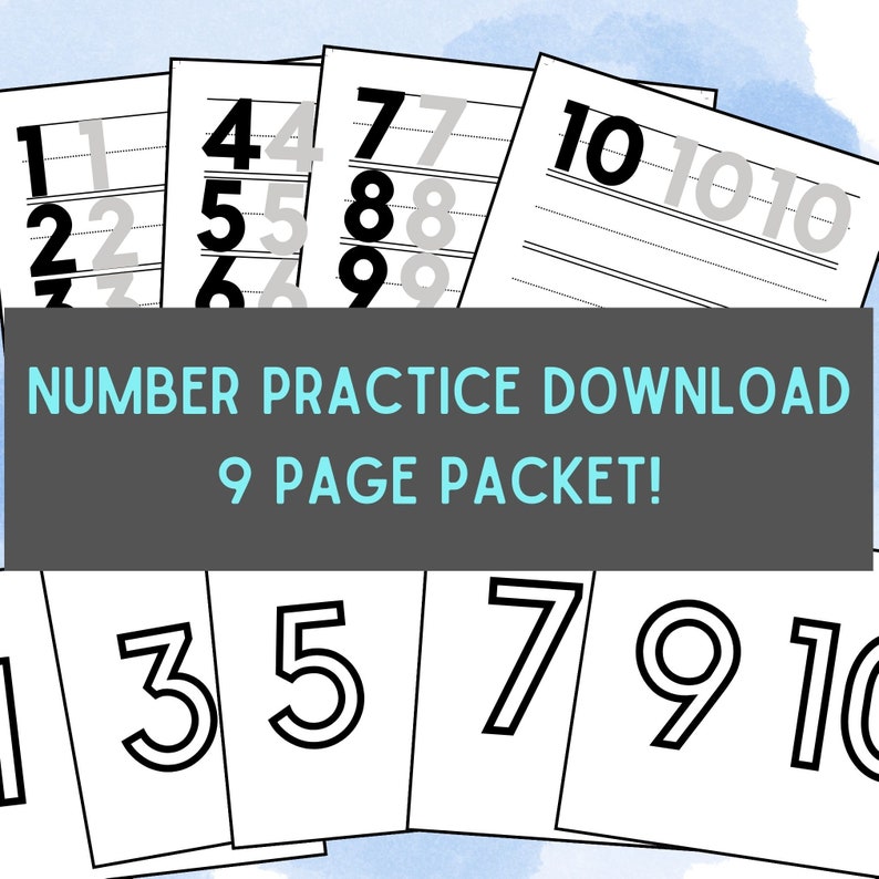 Number Practice Digital Download, Flash Cards, Writing Numbers ...