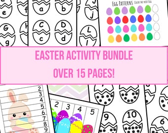 Easter Preschool Activity Bundle, Fun Spring Workbook, Homeschool Digital Downloads with BONUS coloring pages