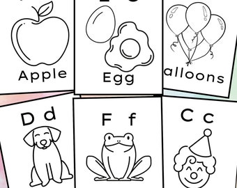 Half Page Alphabet coloring pages 4x6 ABC Book, Preschool Kindergarten Homeschool