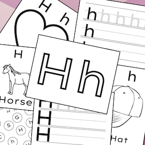 Hojas de trabajo de la letra H, hojas de trabajo de descarga digital del alfabeto