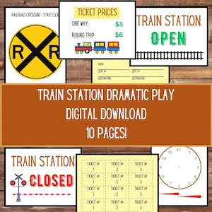 Dramatisches Spiel Zug Station, Vorschule so tun, als Download, Kindergarten Real World Play, Homeschool Ausdruck