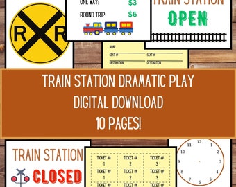 Dramatic Play Train Station, Preschool Pretend Play Download, Kindergarten Real World Play, Homeschool Printout