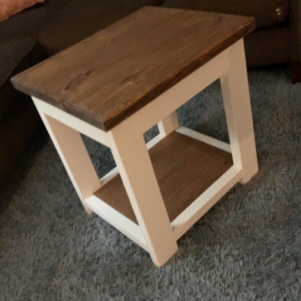 Farmhouse End Table Etsy