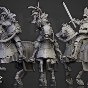 Sunland Mounted Knights by Highlands Miniatures - 3D Print - Fantasy - RPG