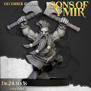 Dwarf Deathseeker Units - Sons of Ymir by Highlands Miniatures- 3D Print - Fantasy - RPG