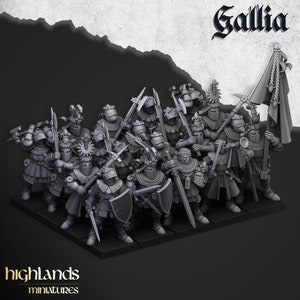 Gallia Knights on Foot by Highlands Miniatures - 3D Print - Fantasy - RPG
