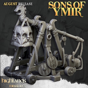 Dwarf Catapult and Crew - Sons of Ymir by Highlands Miniatures - 3D Print - Fantasy - RPG