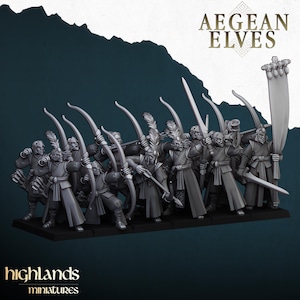 Aegean Elves Archers by Highlands Miniatures - 3D Print - Fantasy - RPG