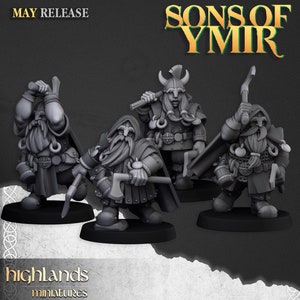 Dwarf Ranger Axe Throwing Units - Sons of Ymir from Highlands Miniatures - 3D Print - Fantasy - RPG
