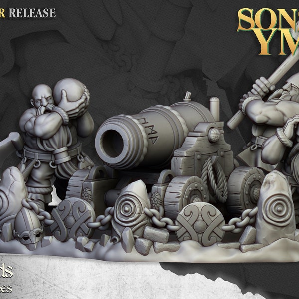 Dwarf Artillery Sets and Crew - Sons of Ymir by Highlands Miniatures - Resin 3D Print - Fantasy -Warhammer 40k - Total War - AoS
