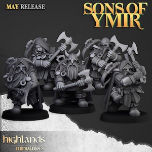 Dwarf Ranger Two Handed Units - Sons of Ymir by Highlands Miniatures - 3D Print - RPG - Fantasy - Mini