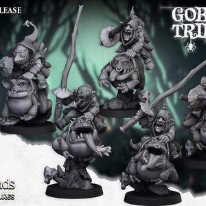 Swamp Goblin Frog Riders with Sticks - Goblin Tribes by Highlands - 3D Print - Fantasy - RPG