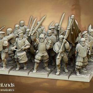 Sunland Imperial Swordmen by Highlands Miniatures - 3D Print - RPG - Fantasy