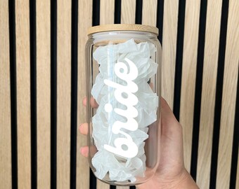 Braut/Frau/Babe - Tasse Iced - Kaffeetasse Glas - Bierdose Glas - Eiskaffeetasse - Glastasse Kaffeedose Bier Soda Dose Glas - Geschenk für Sie