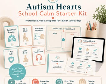 Autism School Calm Starter Kit | Printable Visual Support Cards for Teachers, Parents, Calm Corner & First Then Board