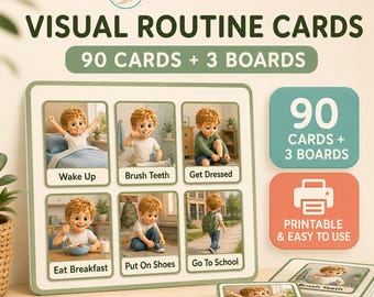 Visual Routine Cards for Kids | Autism Schedule, First Then Board (Digital Download)