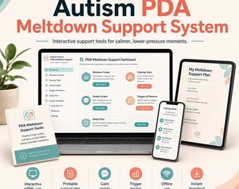 Autism PDA Meltdown Support System, Interactive Behavior Tracker, Sensory Log (Digital Download)