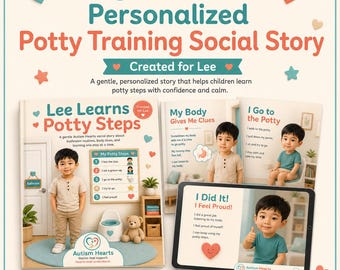 Personalized Potty Training Social Story for Autism | Custom Printable Potty Book for Kids + Tablet PDF