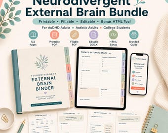 Neurodivergent Executive Function Binder | AuDHD, Autism, ADHD Support (Fillable PDF, DOCX)
