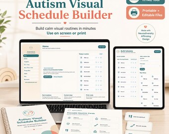 Autism Visual Schedule Builder, Printable Routine Chart, First Then Board, Now Next Later, Fillable PDF, Editable DOCX