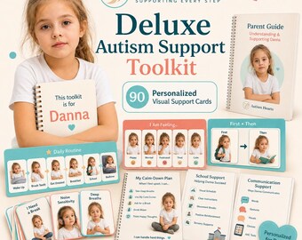 Full Personalized Support Toolkit, 90 Autism Visual Cards + Boards, Calm-Down Plan, About Me Profile, School Pack