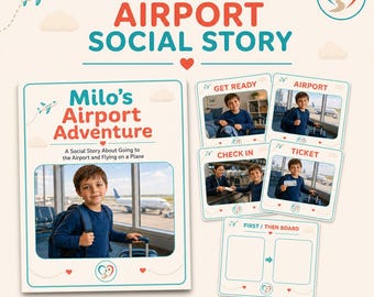 Personalized Airport Social Story | Autism Travel Visual Supports (Digital Download)
