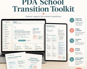 PDA School Transition Toolkit, Low Demand Support, Fillable PDF, Editable DOCX (Digital Download)