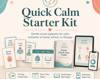 Autism Calm Starter Kit | Printable Calm Down Cards | First Then Board | Visual Supports for Autistic Children | Parent Teacher Therapy Tool