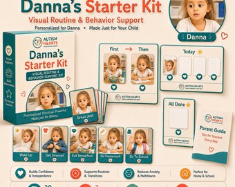 30 Personalized Routine Cards, Custom Autism Visual Schedule Starter Kit, Picture Schedule Cards for Home and School