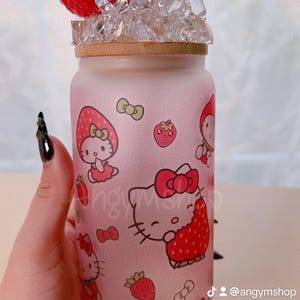 Lata de vidrio Libbey de 16 oz, tazas lindas, taza de vidrio, regalo, taza de café helado, taza esmerilada, taza de café de 16 oz, gato lindo, taza rosa, taza de gatito, amantes de los gatitos