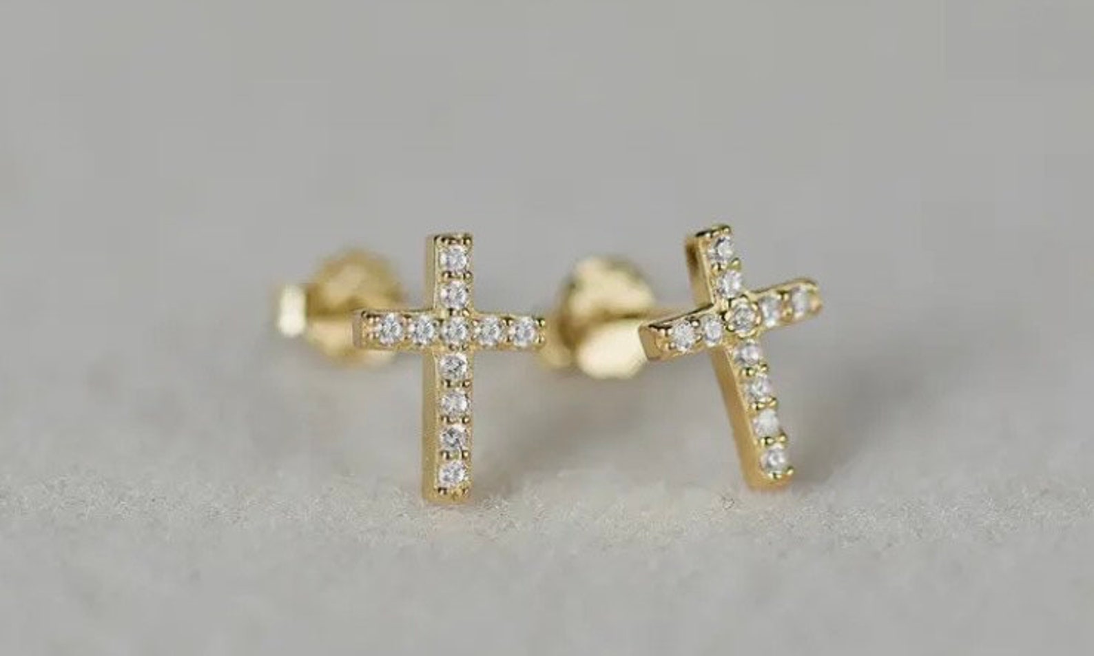 Minimalist Gold Cross Earrings, Cross Earrings, Dainty Cross Earrings