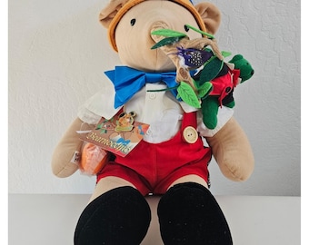 Peluche raro de Bearnocchio de Disney, 56 cm (22 pulgadas), North American Bear Co., con pin, 1997.