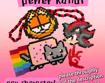 Zombie Cat Kitty Raver Kandi Perler Necklace Horror Pixel Beads