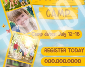 DIY Sommercamp Flyer Template: Kinderaktivitäten, Kinderpflege (Canva, digitaler Download)