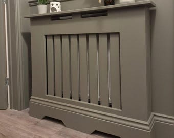 The Sannox Bespoke Radiator Cover | Made to Measure Radiator Cabinet | Modern Slatted MR MDF | Primed Ready to Paint