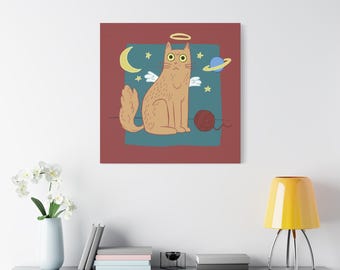 Orange Cat Canvas Print: Playful Halloween Home Decor