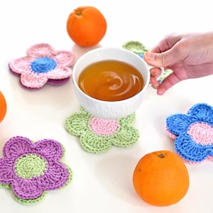 Crochet Coaster | Coasters | Y2K Home Decor | Crochet Coasters | 2000s | Y2K | Crochet Flower | Flower Coasters | Dopamine Decor