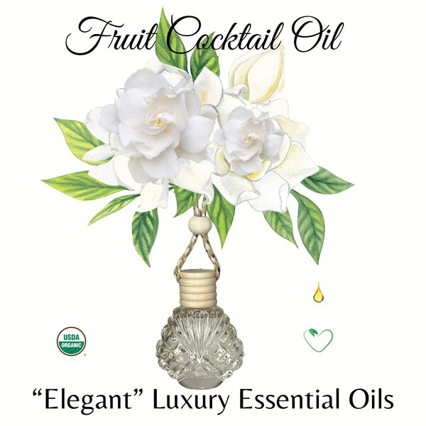 Elegant Gardenia Extract Travel Car Diffuser with Organic Grapefruit and Sandalwood. Luxury Essential Oils Handcrafted in our Sassy Glass!