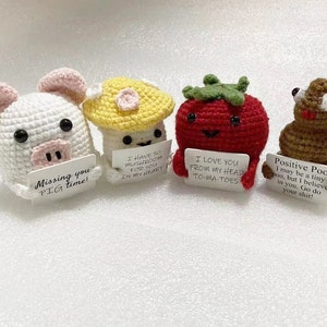 Hongo de crochet l Cerdo de crochet l Poo positivo l Tomate divertido l Peluche motivacional de papa l Regalo divertido único l Decoración de escritorio de peluche hecha a mano