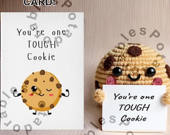 Emotional Support Crochet Cookie, Mini Chocolate Chip Plush, Handmade Amigurumi Cookie, Play Food Decor, Cute Cookie Gift, Tough Cookie