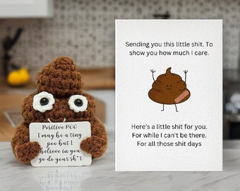 Crochet Positive Poo Plushy Desk Decor, Positive Poop Doll, Tiny Crochet Decoration with Positive Words, fun gift, Poop Emoji, Cheer Up Gift