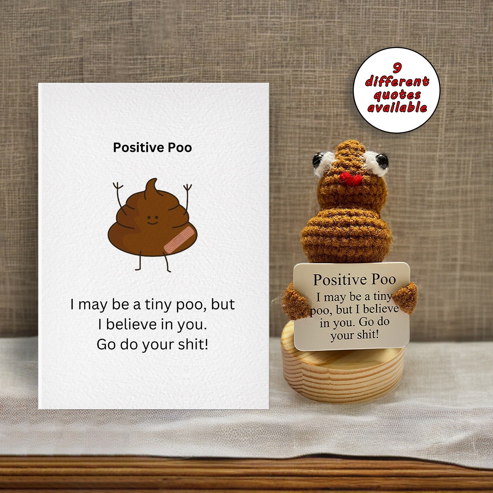 Handmade Crochet Positive Poo, Gift Boxed, Funny Silly Gift Humour, Poop,  Friend, Coworker, Desk Accessory Positivity Motivational Christmas 
