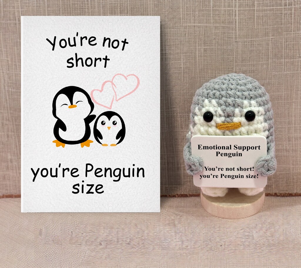 Pinguino All'Uncinetto Fatto A Mano Con Messaggio Positivo E Portachiavi - Regalo Motivazionale Per Amici, Laurea, Compleanno, Natale - 6,5 Cm