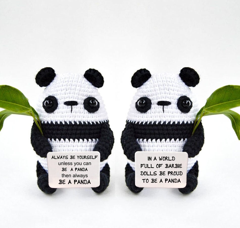 Mini panda en crochet positif, amusant, avec carte inspirante, cadeau Mini panda en crochet positif, amusant, avec carte inspirante, cadeau