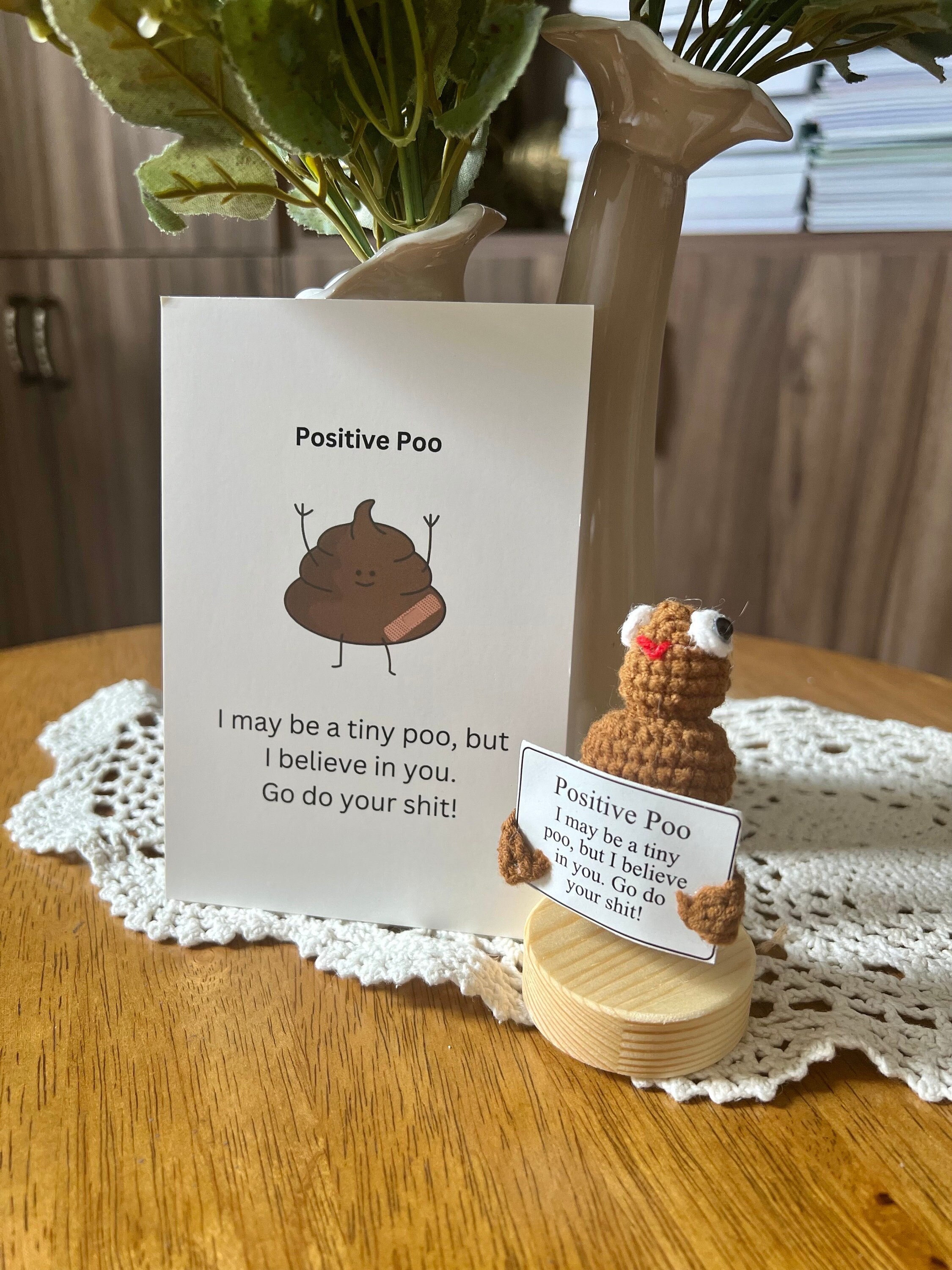 Handmade Funny Positive Poo Crochet Poo Stuffed Crafts Amigurumi Poo Plush  Emotional Support Poo for Birthday Christmas Gifts Encouragement Funny Gag
