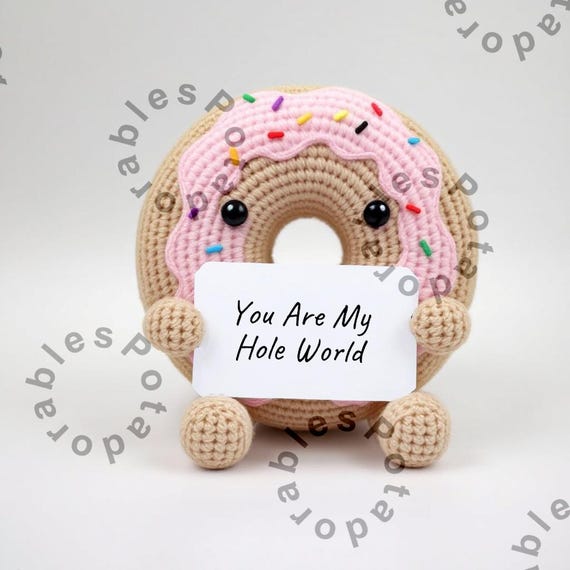 Handmade Crochet Donut Gift - Donut Worry Be Happy Plush Toy, Positive Emotional Support For Women & Kids