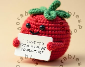 Cute Crochet Positive Tomato l Gag Gift l Crochet Plushy l Handmade Knitted Tomatoes, Office decor, Home Desk Decor, Customized tomato plush