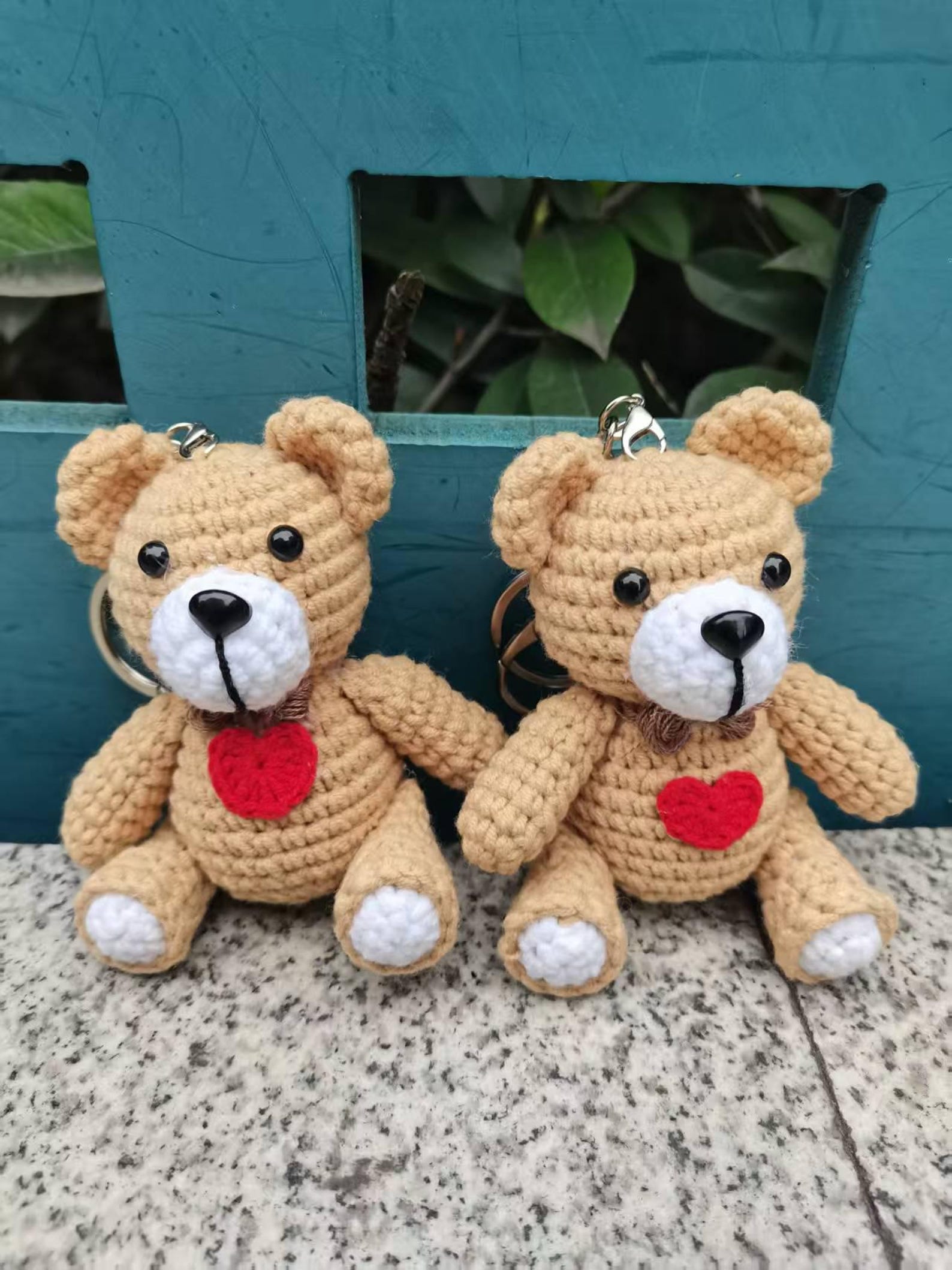 Crochet Teddy Bear Keychain, Handmade Valentine’s Day Gift, Cute ...